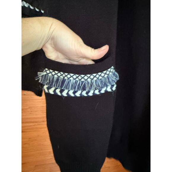 Cocoa & Carmen open duster Cardigan 
fabric fringe detail. On cuffs, pocket s/m - Picture 4 of 8